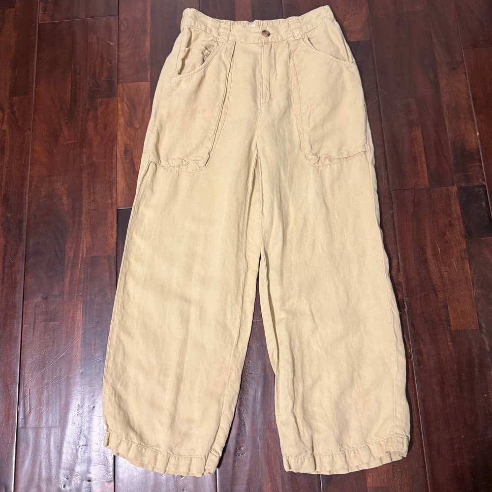 Joie Utility Pant Women’s Size 8 Beige Tan Wide Leg Linen Blend Cargo